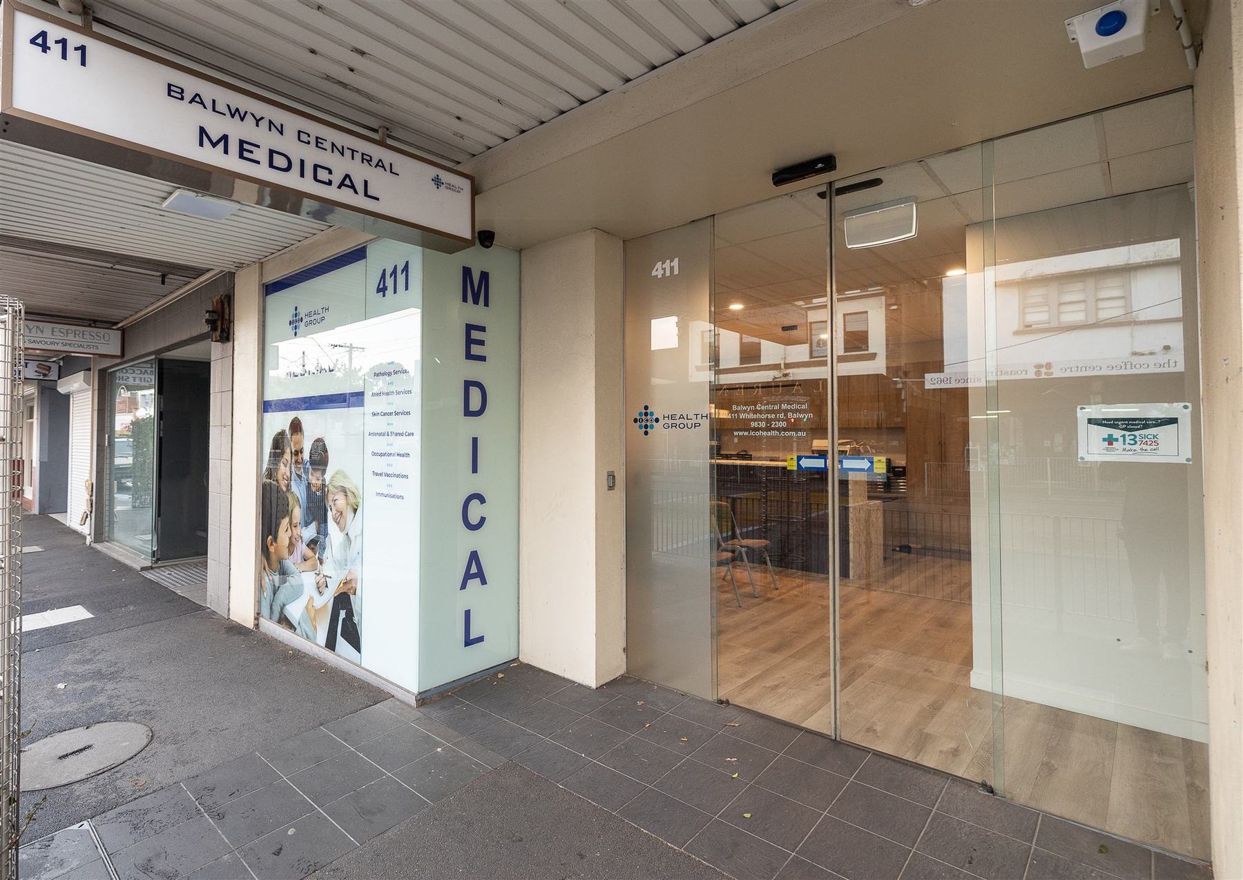 The entrance to Balwyn Central Medical at 411 Whitehorse Rd